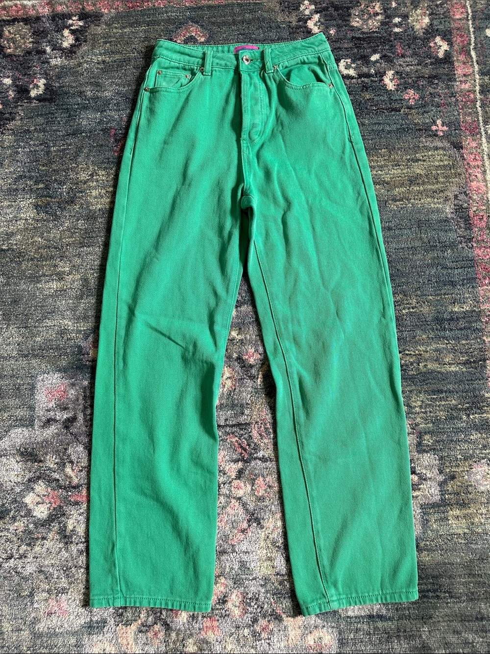 Edikted Retro High-Rise Straight Jeans in Bright Green Women’s Size 2 Like New